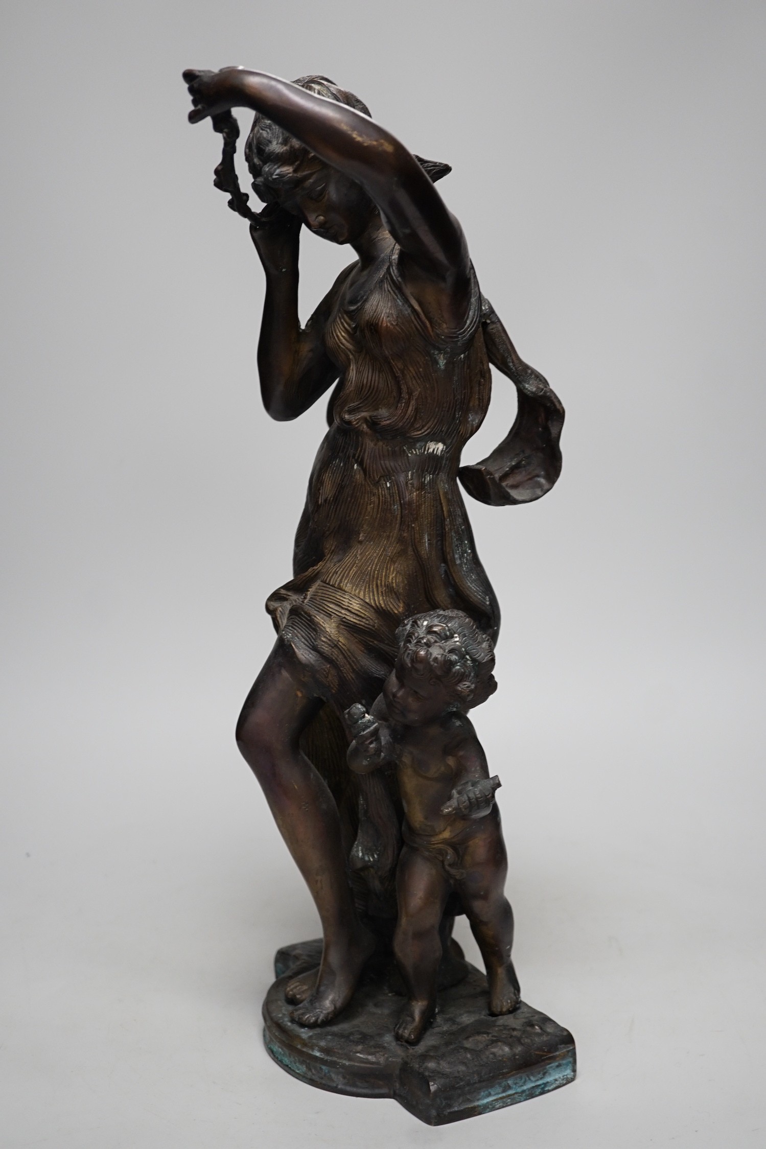 A bronze figure group, 46cm